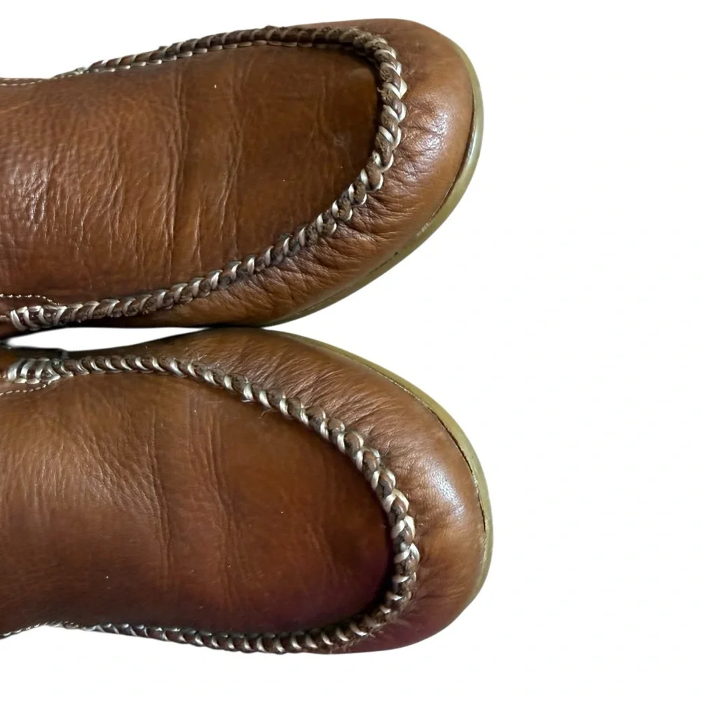 FRYE Brown Leather Moccasin Slip-Ons Driving Loafers Men’s Shoes - US Size 12 - Picture 7 of 14